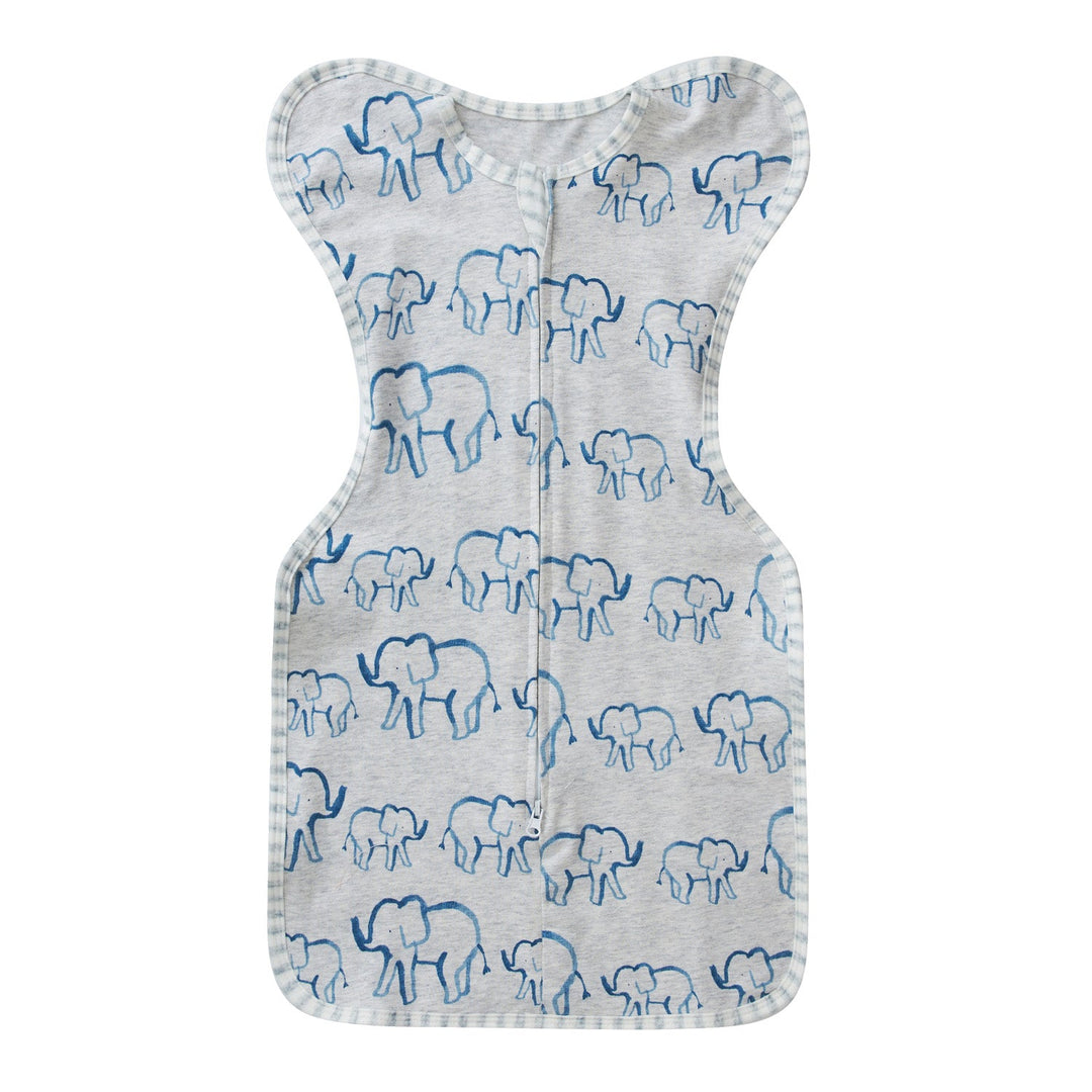 Infant Transition Swaddle w Arm Freedom 2-Way Zipper Elephant - Little Kooma