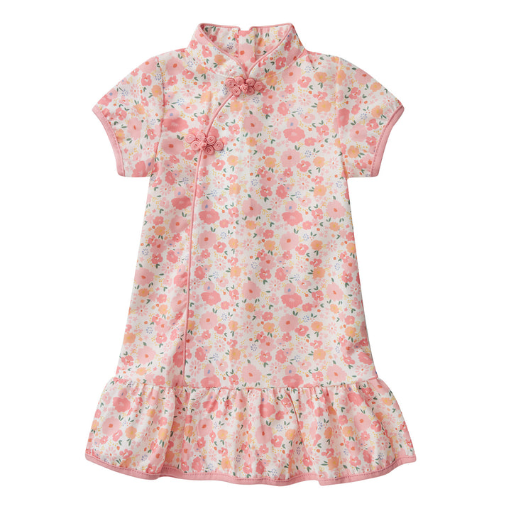 Baby Girl Pink Floral Cheongsam Dress 0820X - Little Kooma