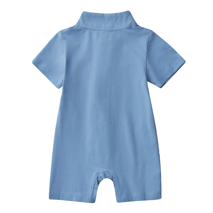 Baby Boy Blue Cheongsam Romper w Dragon Print H0801B - Little Kooma