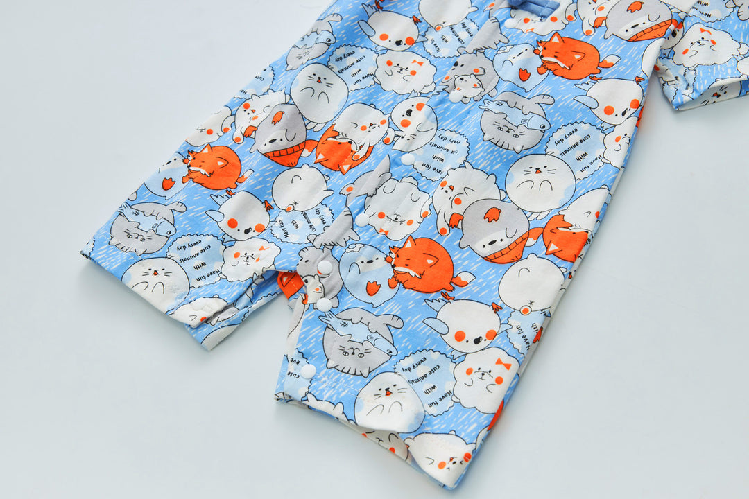 Purrfect Family Paws Baby Boy Blue Little Cats Cheongsam Romper Family Wear 0801 - Little Kooma