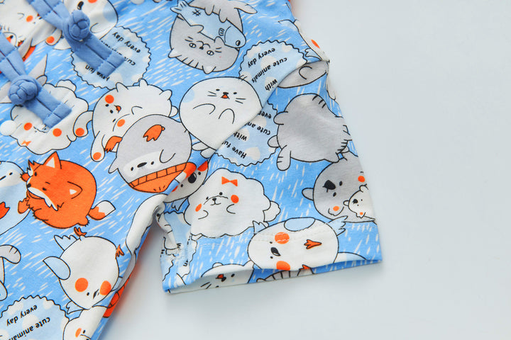 Purrfect Family Paws Baby Boy Blue Little Cats Cheongsam Romper Family Wear 0801 - Little Kooma