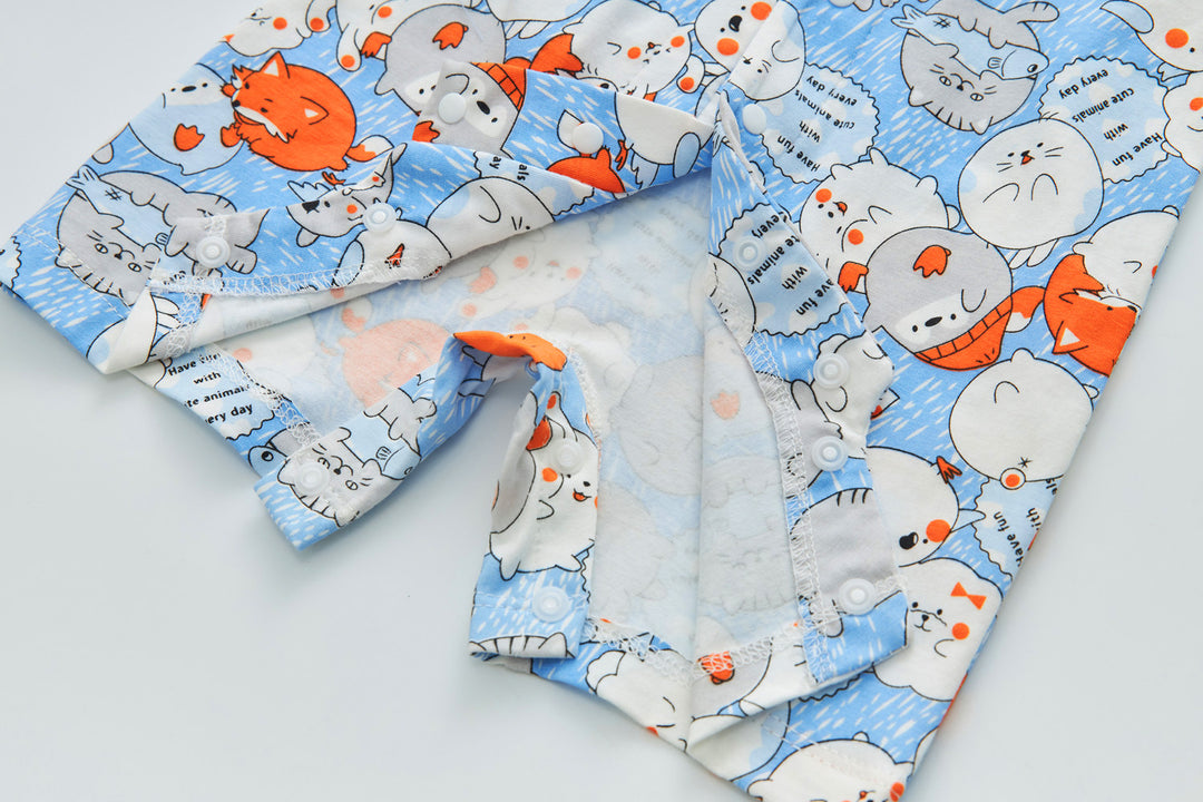 Purrfect Family Paws Baby Boy Blue Little Cats Cheongsam Romper Family Wear 0801 - Little Kooma