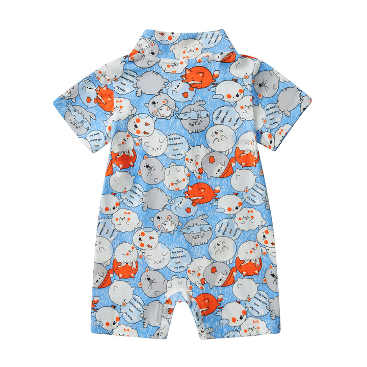 Purrfect Family Paws Baby Boy Blue Little Cats Cheongsam Romper Family Wear 0801 - Little Kooma