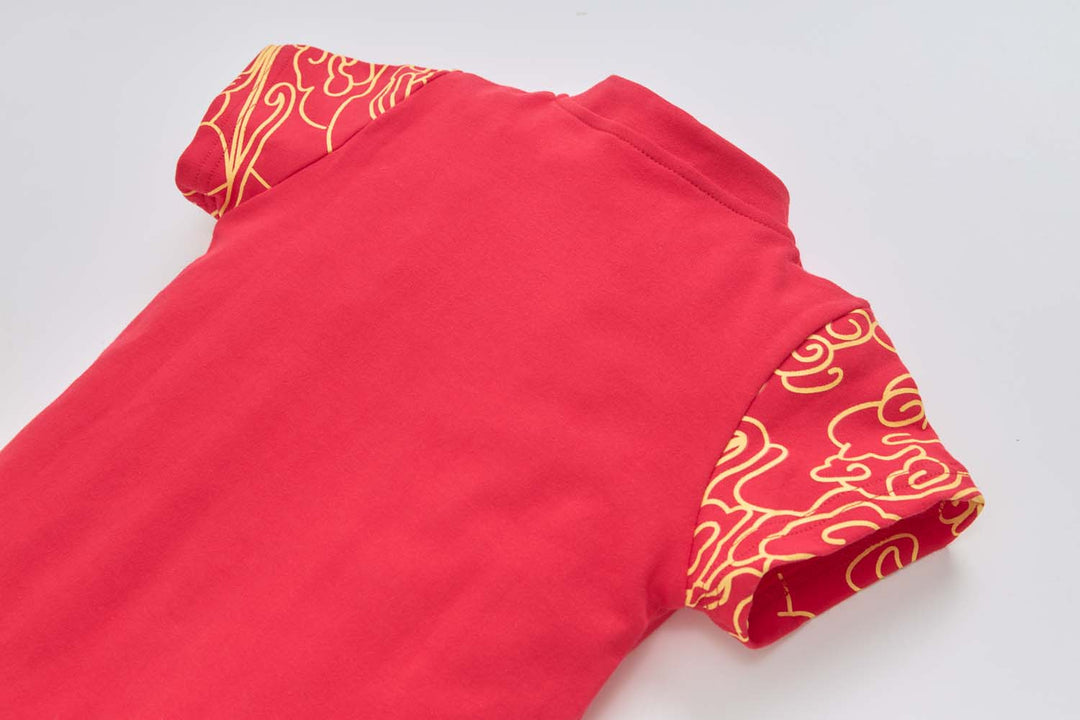 Baby Kids Boys Cheongsam Set Leave Ang Bao Here Top n Shorts CNY Chinese New Year Outfit