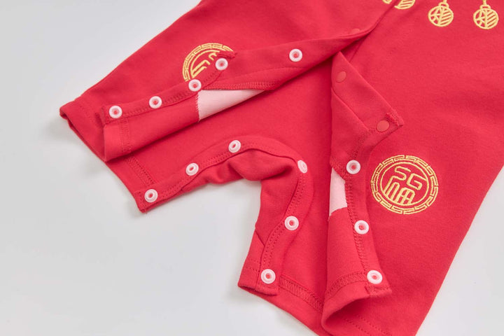 Singapore Souvenir Gift Baby Unisex Red Cheongsam Romper Ruyi Lock Chinese New Year Outfit