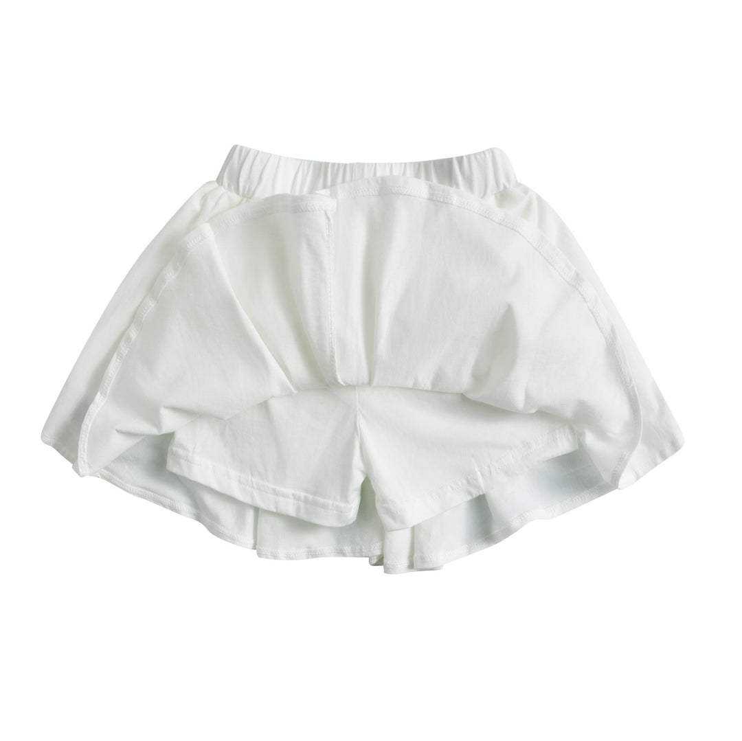 Baby Kids Plain White Pleated Detail Skort Culottes Shorts Skirt 100% Cotton Bottom National Day Outfit - Little Kooma