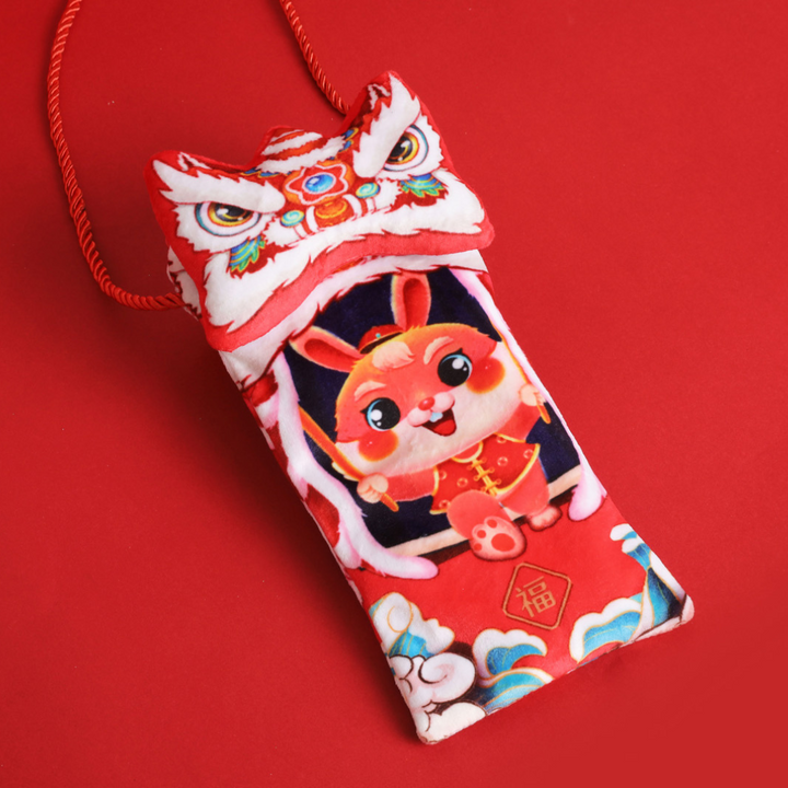 Free Sling Bag - Limited Edition CNY Dancing Lion Ang Bao Red Velvet Envelope