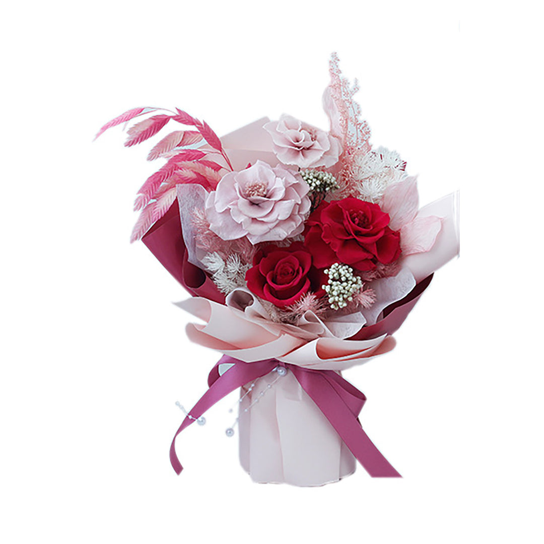 Roses Carnation Dried Flower Hand Bouquet For Mum Baby Shower Gift - Little Kooma