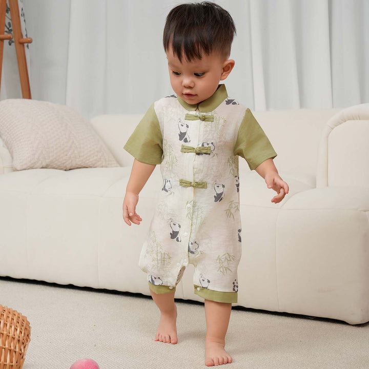 Panda Eat Bamboos Baby Boy Cheongsam Romper 0841