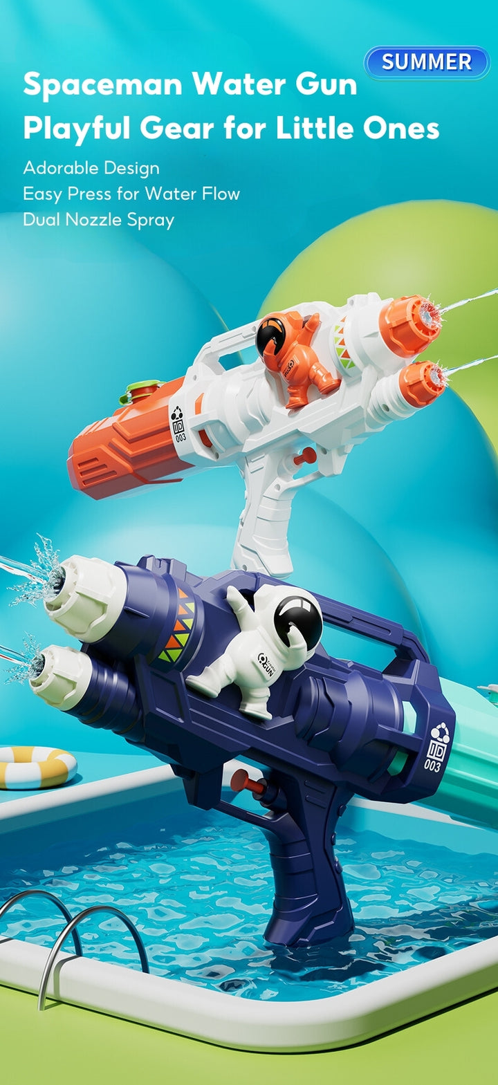 Baby Kids Animal Astronaut Water Blaster Gun Shooter Swimming Pool Toys - Little Kooma