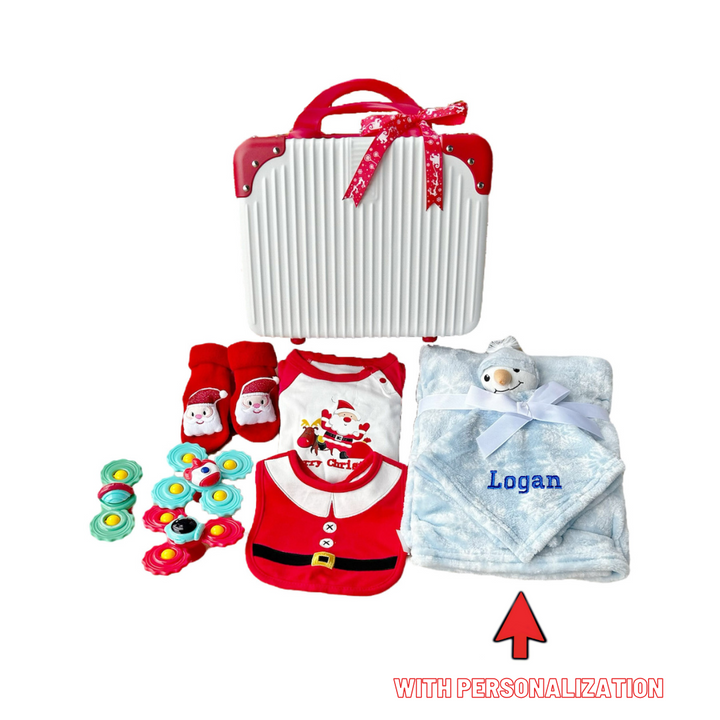 New Born Baby Boy Girl Christmas LED Light Layette Plush Blanket Snowman Suitcase Mummy Makeup Box Gift Hamper