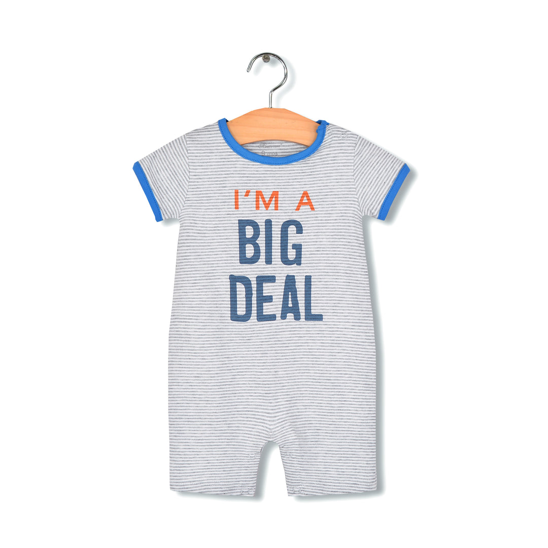 Baby Boy Grey Romper w I'm a Big Deal - Little Kooma