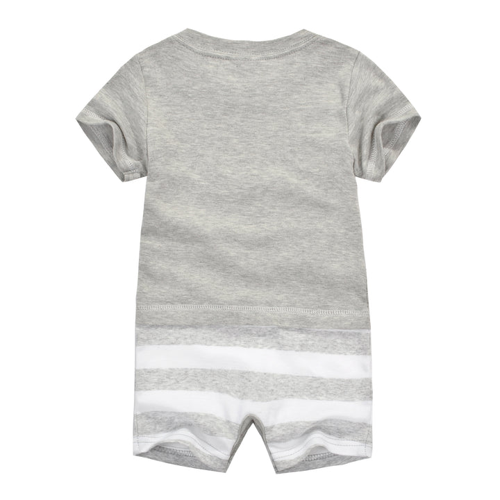 Baby Boy Grey Romper w Embroidered Cow - Little Kooma