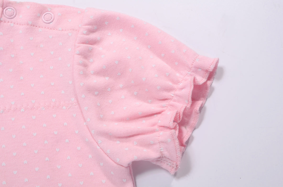 Baby Girl Romper Pink w Embroidered Rabbits - Little Kooma