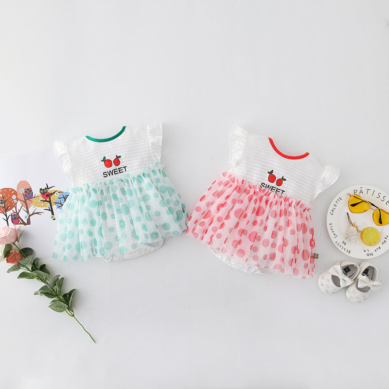 [ZBG09] Baby Girl Fruit Bodysuit Dress Voile Dotted Skirt - Little Kooma