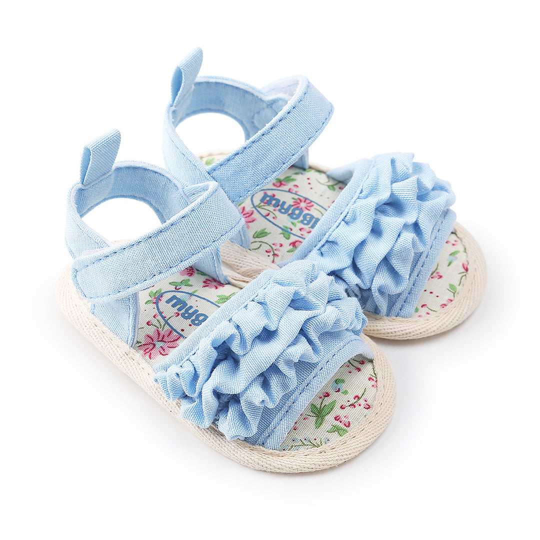 Baby Girl Ruffled Floral Sandals Magic Tape - Little Kooma