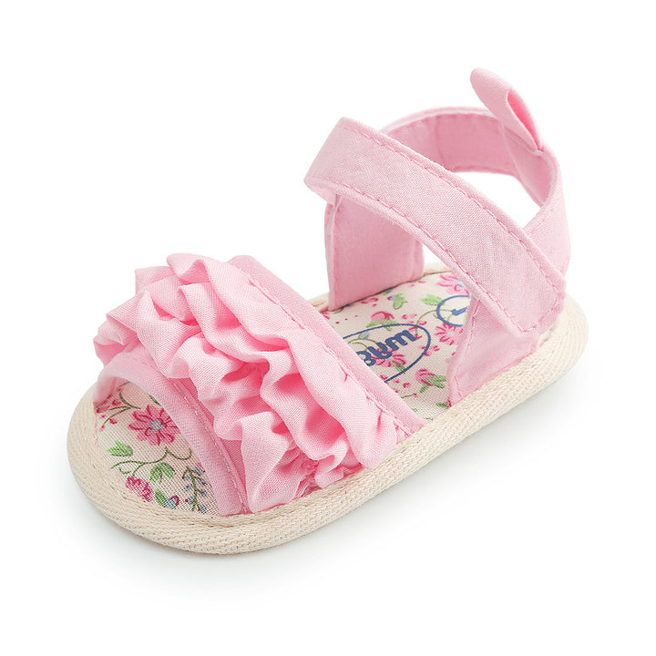 Baby Girl Ruffled Floral Sandals Magic Tape - Little Kooma