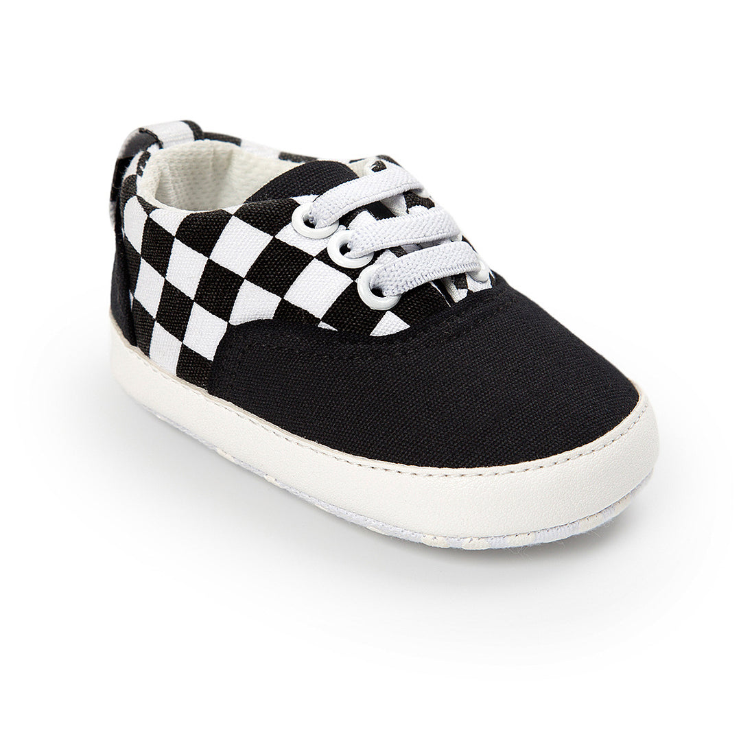 Baby Boy Denim Checker Block Canvas Shoes Sneaker - Little Kooma