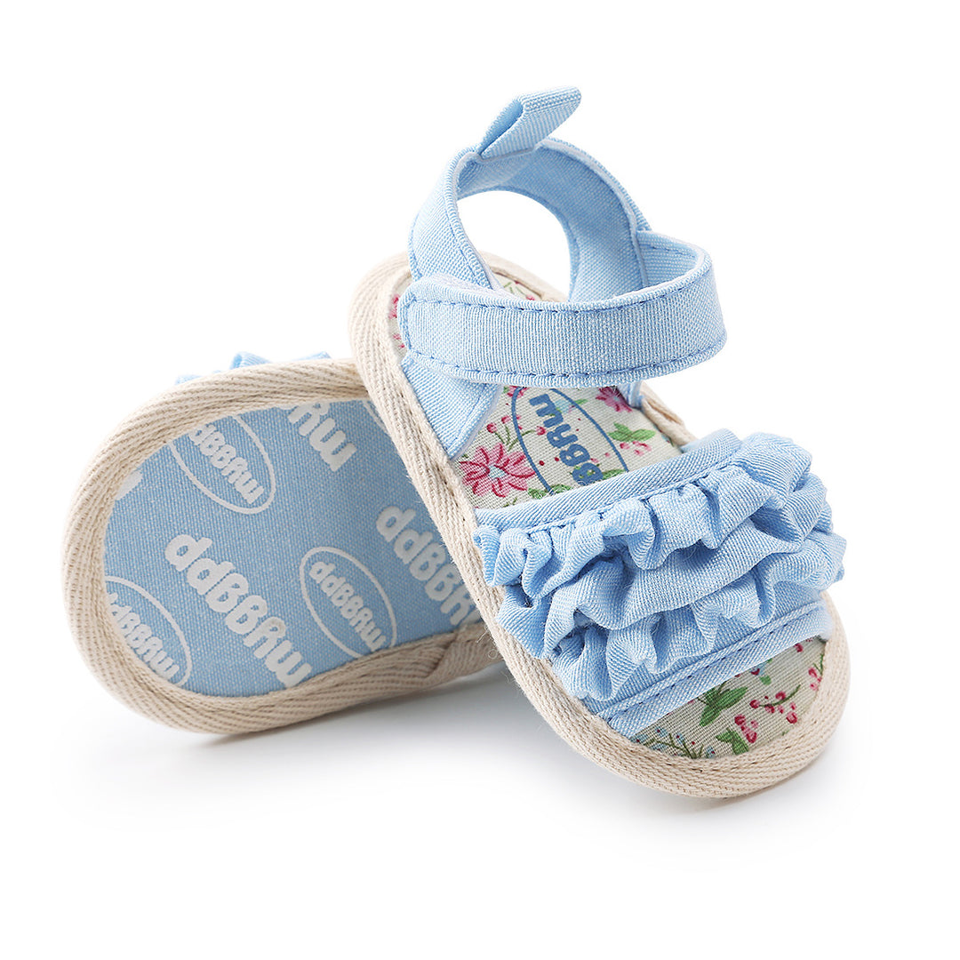 Baby Girl Ruffled Floral Sandals Magic Tape - Little Kooma