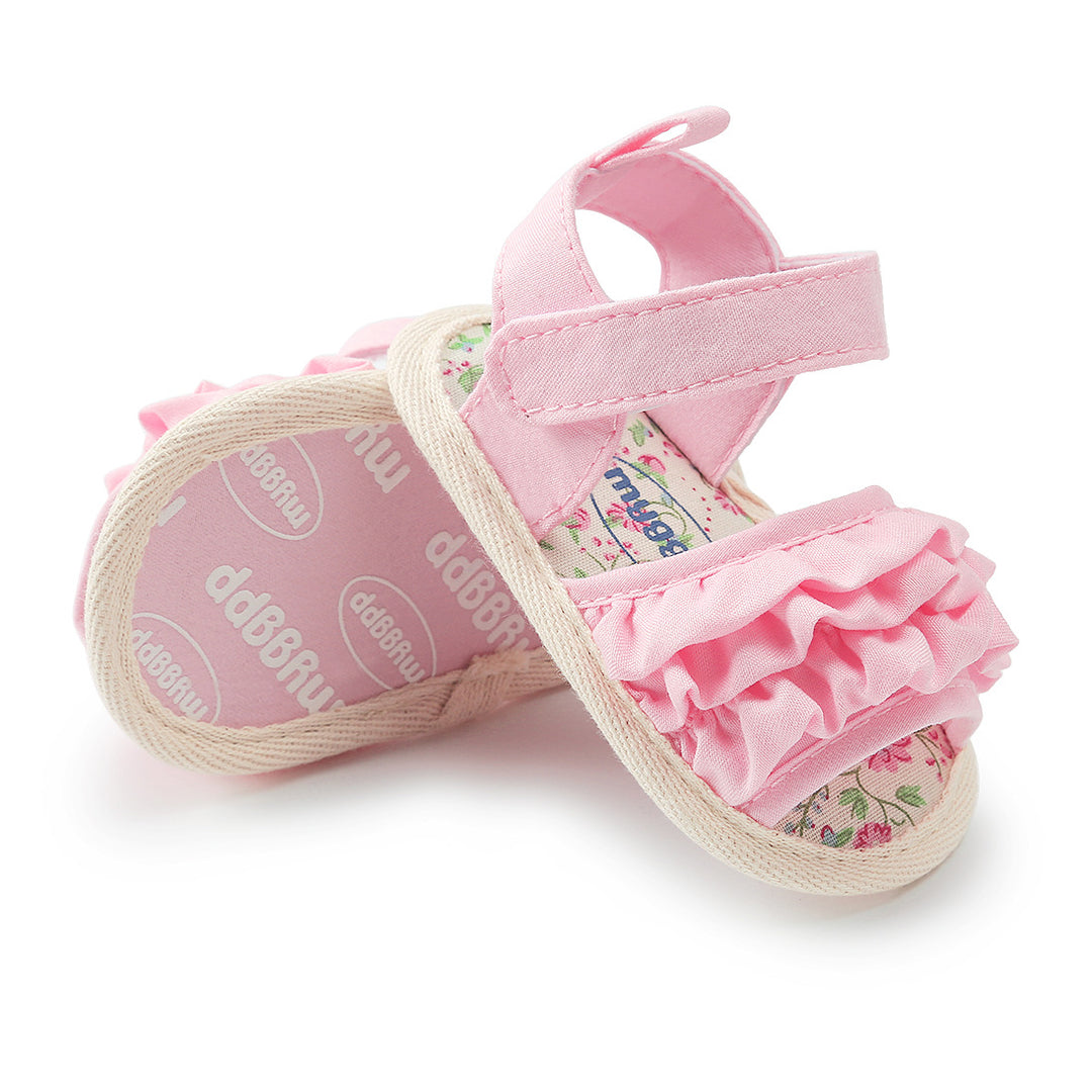 Baby Girl Ruffled Floral Sandals Magic Tape - Little Kooma