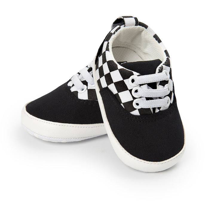 Baby Boy Denim Checker Block Canvas Shoes Sneaker - Little Kooma