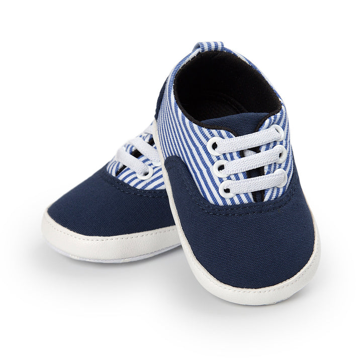 Baby Boy Denim Checker Block Canvas Shoes Sneaker - Little Kooma