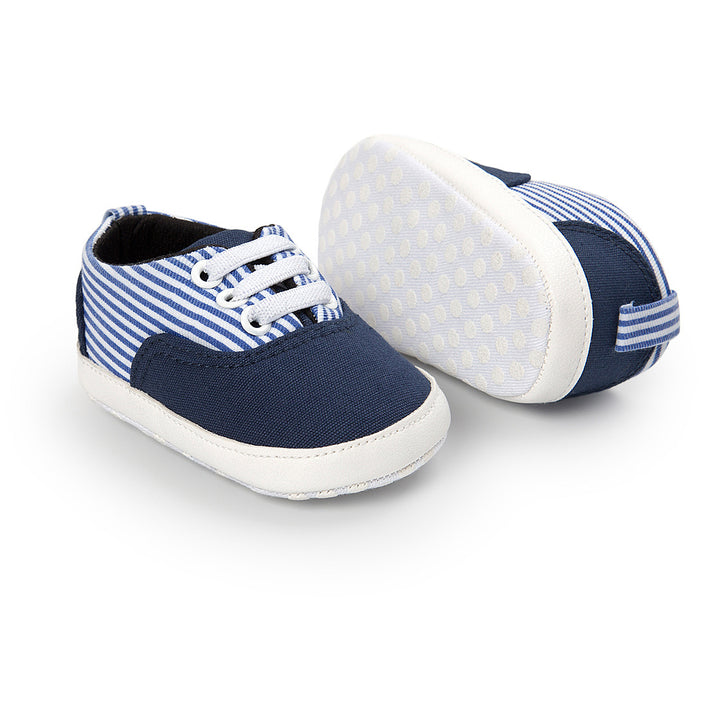 Baby Boy Denim Checker Block Canvas Shoes Sneaker - Little Kooma