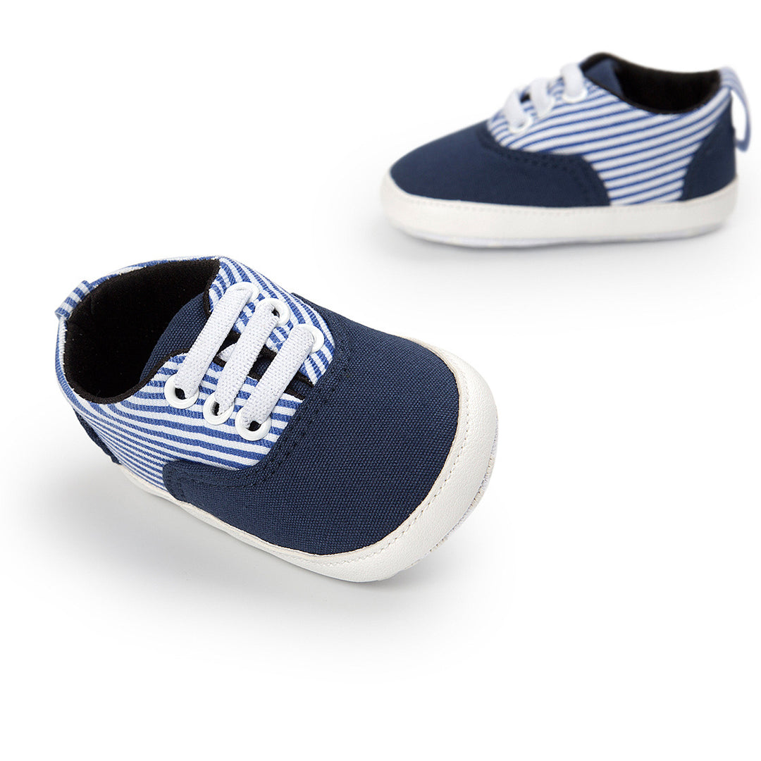 Baby Boy Denim Checker Block Canvas Shoes Sneaker - Little Kooma