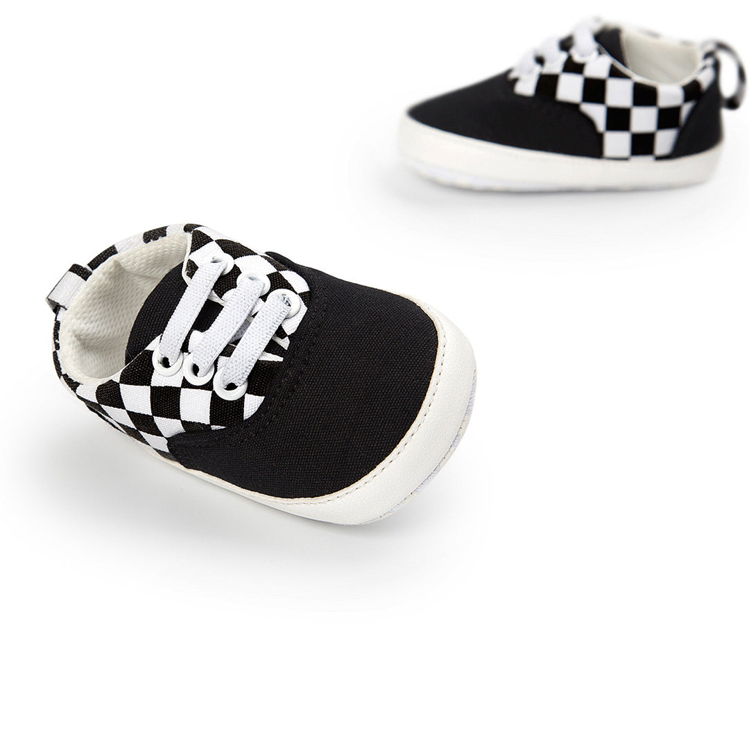 Baby Boy Denim Checker Block Canvas Shoes Sneaker - Little Kooma