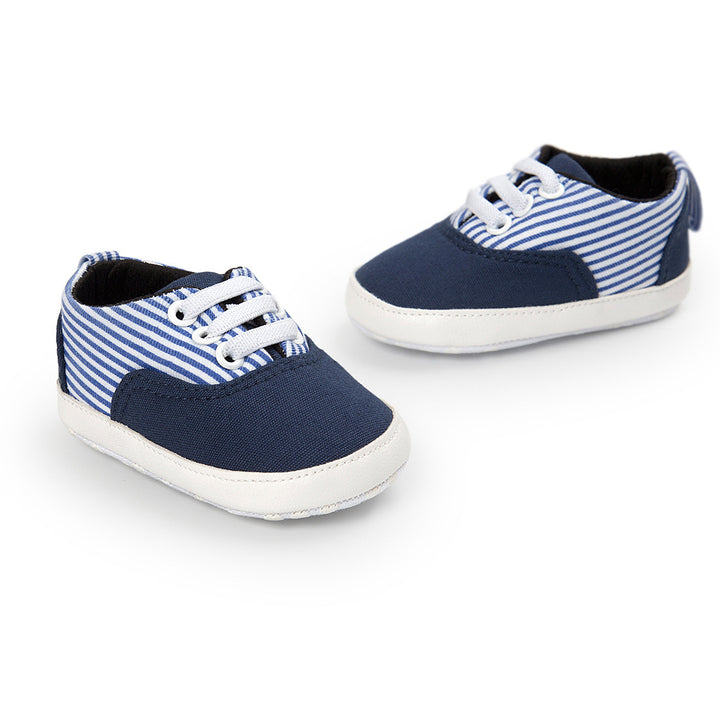 Baby Boy Denim Checker Block Canvas Shoes Sneaker - Little Kooma