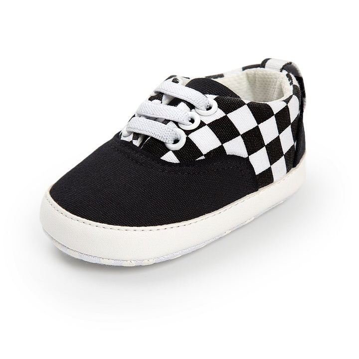 Baby Boy Denim Checker Block Canvas Shoes Sneaker - Little Kooma