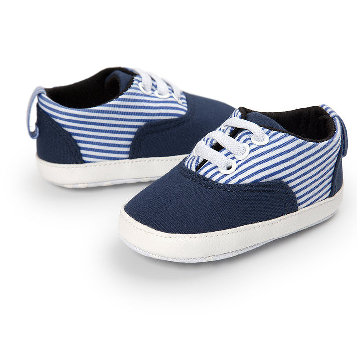 Baby Boy Denim Checker Block Canvas Shoes Sneaker - Little Kooma