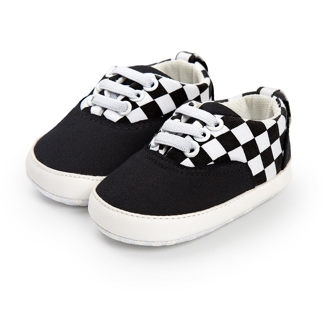 Baby Boy Denim Checker Block Canvas Shoes Sneaker - Little Kooma