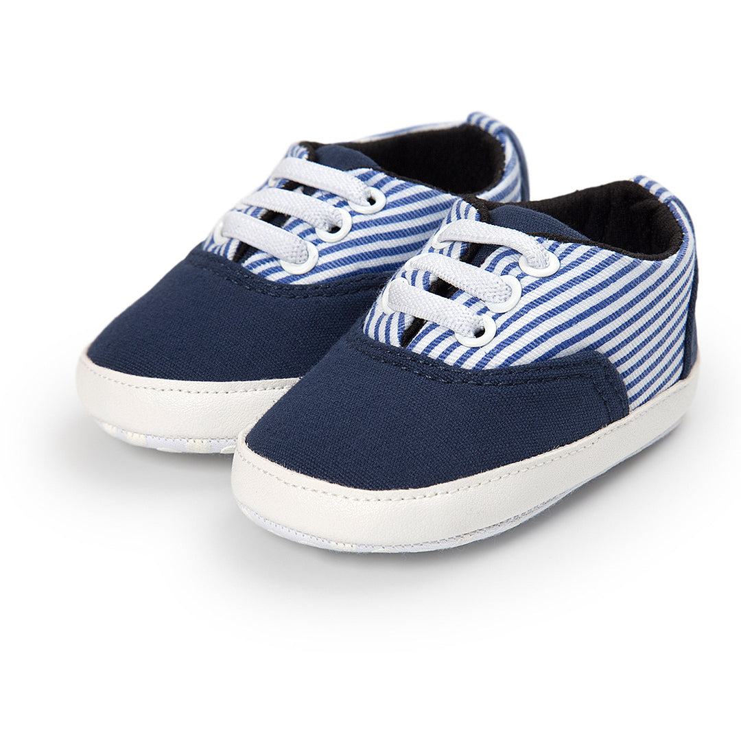 Baby Boy Denim Checker Block Canvas Shoes Sneaker - Little Kooma