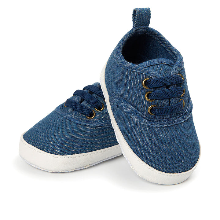 Baby Boy Denim Checker Block Canvas Shoes Sneaker - Little Kooma