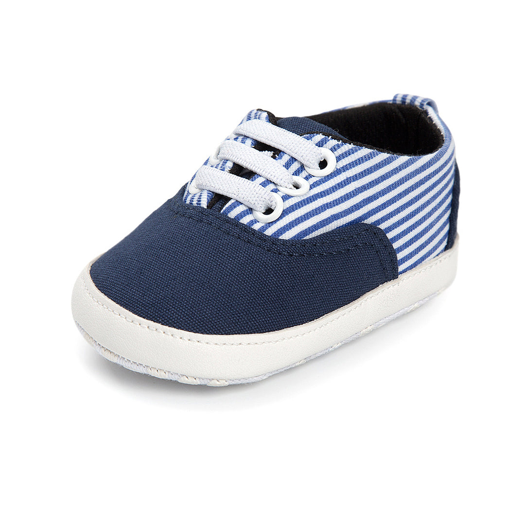 Baby Boy Denim Checker Block Canvas Shoes Sneaker - Little Kooma