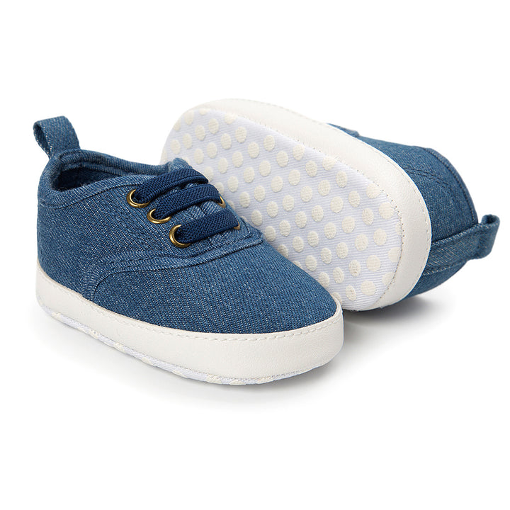 Baby Boy Denim Checker Block Canvas Shoes Sneaker - Little Kooma