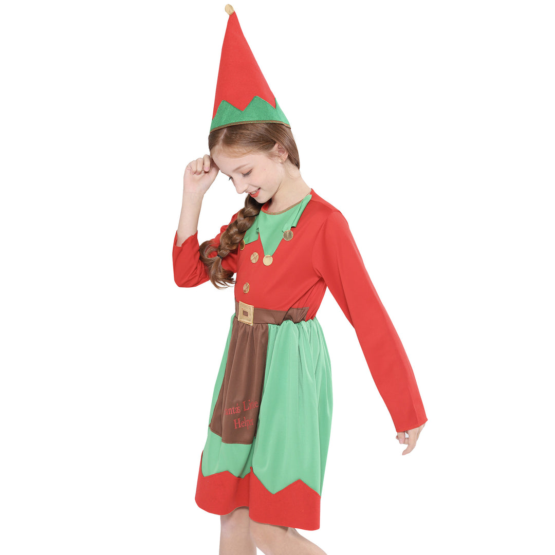 Kids Christmas Outfit Christmas Elf Red n Green Dress Set - Little Kooma