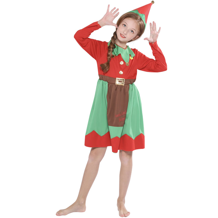 Kids Christmas Outfit Christmas Elf Red n Green Dress Set - Little Kooma