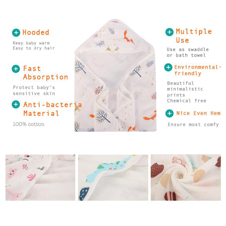 Bebe Comfort Baby Muslin Hooded Swaddle Blanket 76 x 76cm BC51510 - Little Kooma