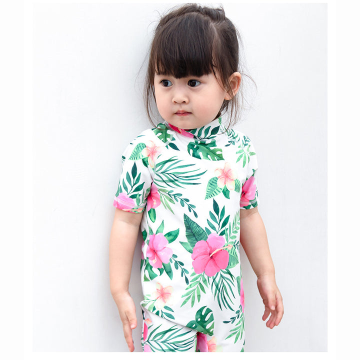 Baby Kids Boy Girl's Printed One Piece Swimming Suit n Free Cap 718156-10 Pineapple - Little Kooma