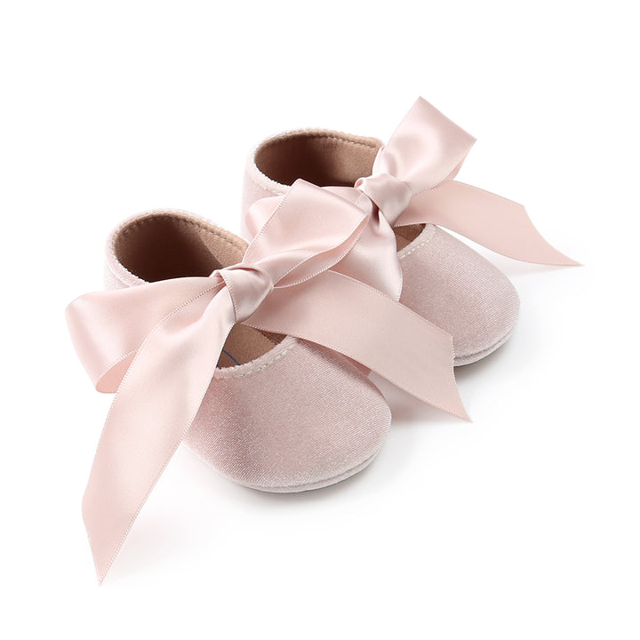 Baby Girl Anti-slip Velvet Flats Adjustable Bowtie - 0912 - Little Kooma