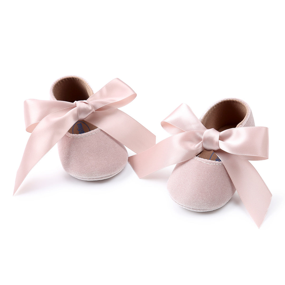 Baby Girl Anti-slip Velvet Flats Adjustable Bowtie - 0912 - Little Kooma