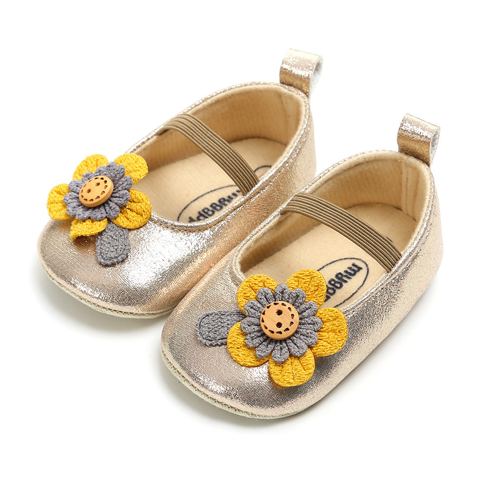 Baby Girl Glitter Flats Sunflower - 0912 - Little Kooma