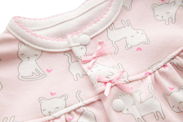 Baby Girl Pink w White Cats Romper - Little Kooma