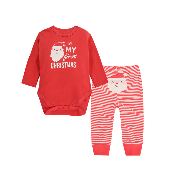 Baby Christmas Outfit My First Christmas Long Sleeve Bodysuit n Pants Two Piece Set - Little Kooma