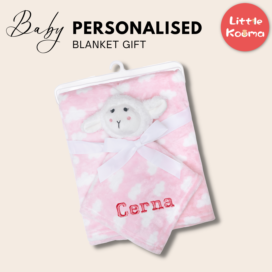 Personalised Customized Hudson Baby Plush Blanket With Sheep 5102560 - Little Kooma