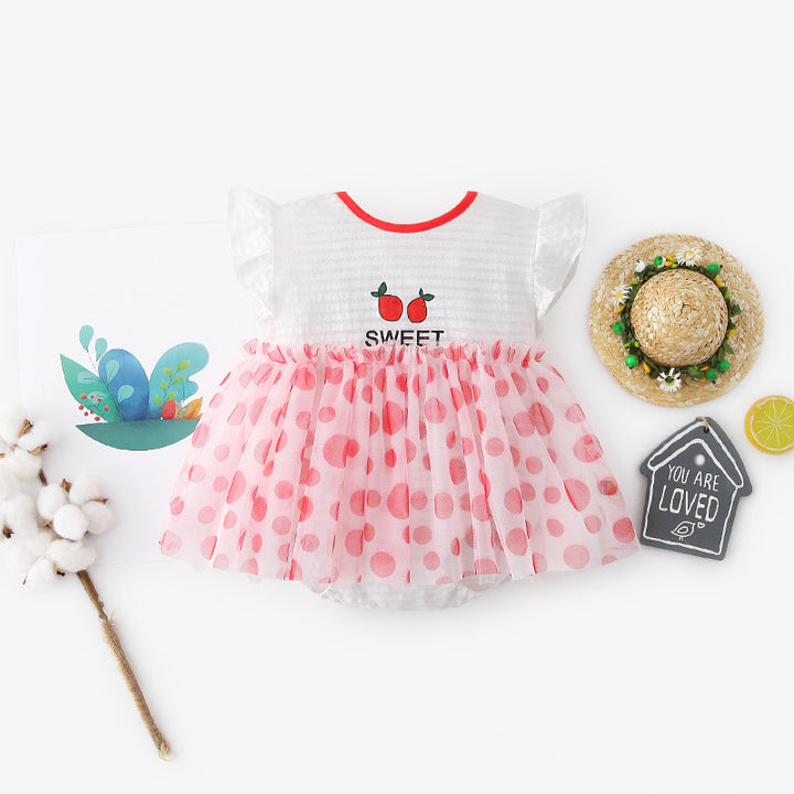 [ZBG09] Baby Girl Fruit Bodysuit Dress Voile Dotted Skirt - Little Kooma