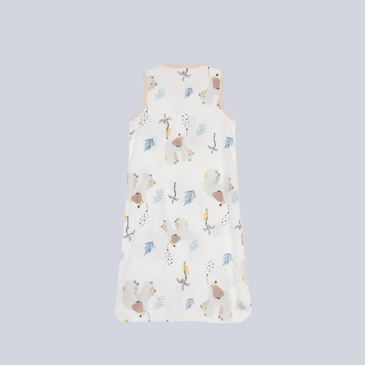 Baby Wearable Muslin Blanket Sleeveless Sleeping Bag 3-Way Zipper Elephant 0.2 TOG - Little Kooma