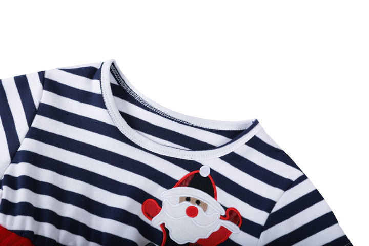 Baby Kids Christmas Outfit Stripe Santa Dress w Headband - Little Kooma